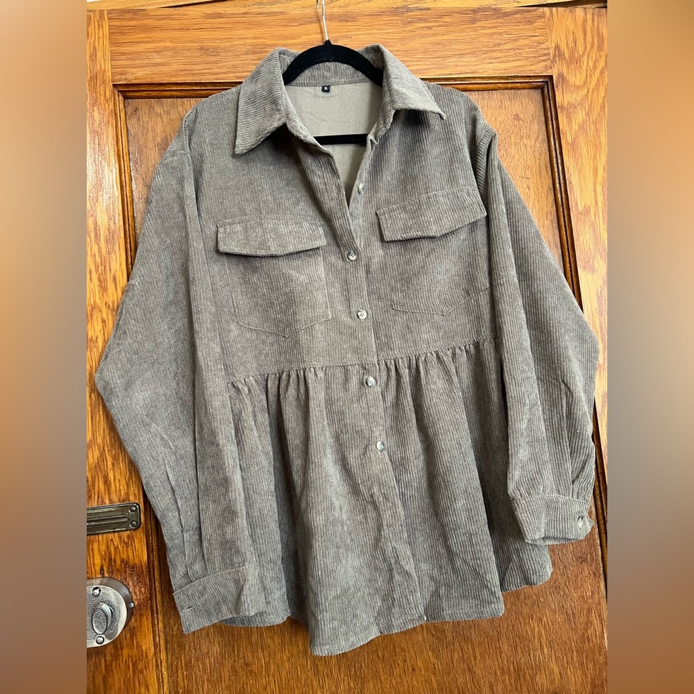Cute Corduroy Babydoll Long Sleeve Button Down